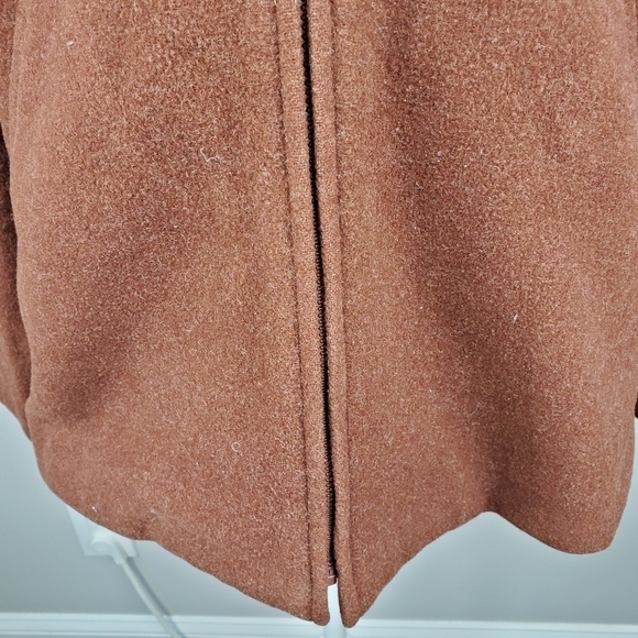Eileen Fisher Wool Zip Up Jacket Size PM Rust Brown - Picture 4 of 11